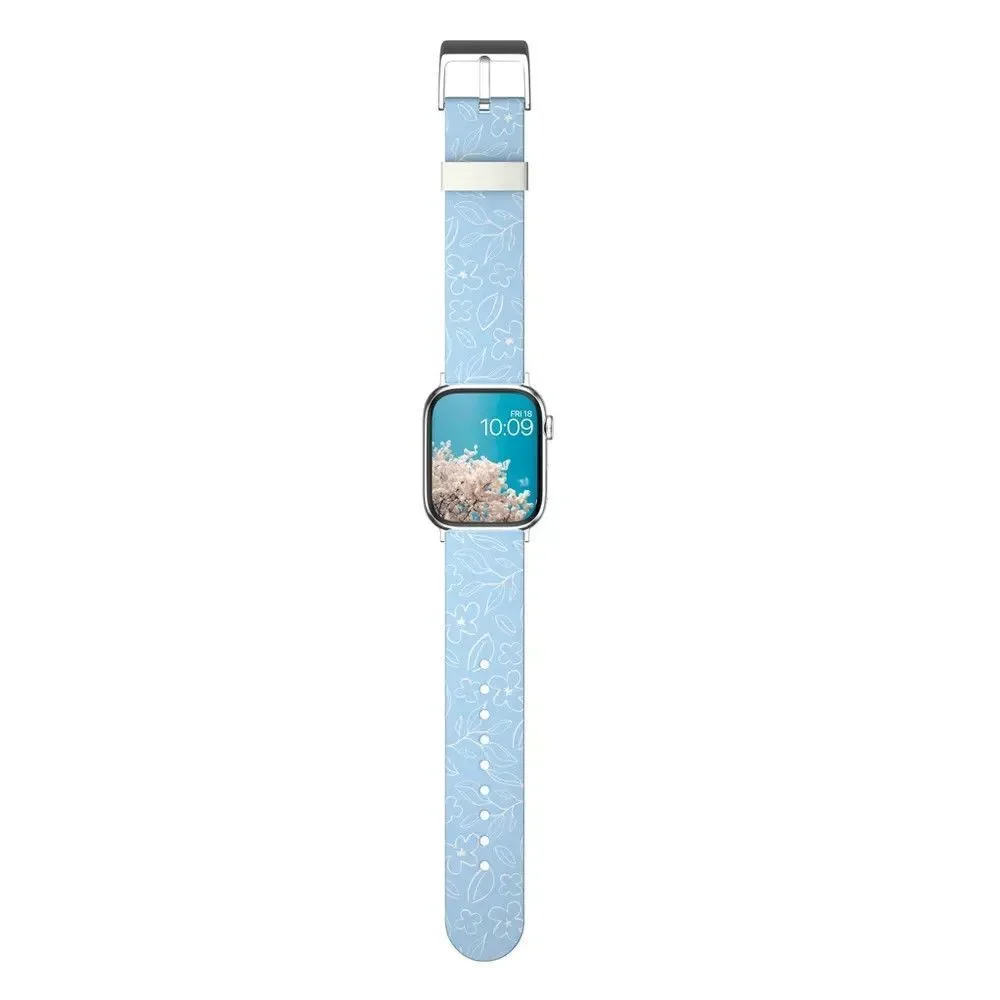 Blue Breeze Floral Smartwatch Band - Light Blue